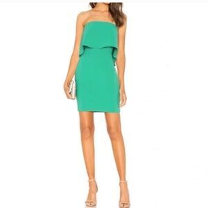 LIKELY Kelly Green Strapless Ruffle Bodycon Cocktail Party Mini Dress Size 0